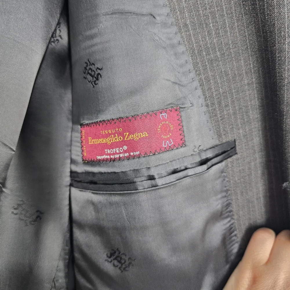 Ermenegildo Zegna Wool Pinstripe Grey Blazer Jacket Size 38 IT 48